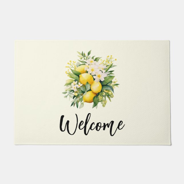 Paillasson Lemon Bouquet with White Blossoms Welcome (Devant)