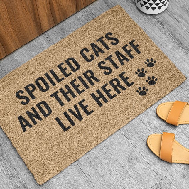 Paillasson Les Chats Spots Et Leur Personnel Vivent Ici (Créateur téléchargé)