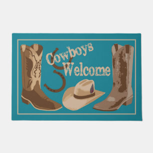 Paillasson Les cowboys font bon accueil aux bottes turquoises