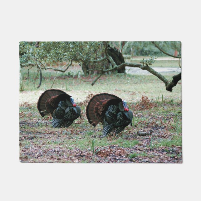 Paillasson Les dindes sauvages de Thanksgiving Day dans un ch (Devant)