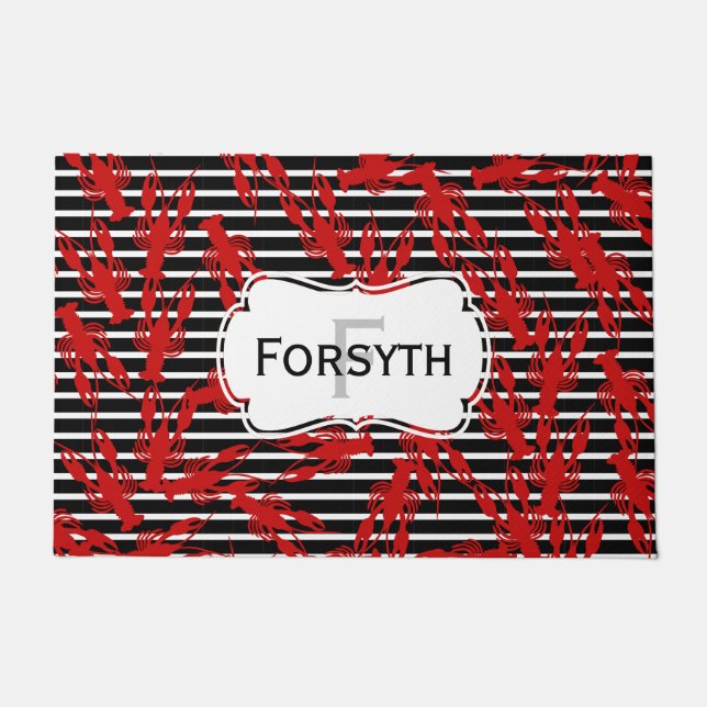 Paillasson Les écrevisses de Cajun et barrent le monogramme (Devant)