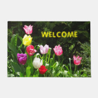 Les Tulipes Colorées Cust. BIENVENUE Porte Mat
