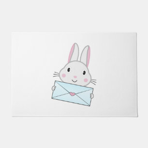 Paillasson Lettre d'amour mignonne et belle lapin tenant
