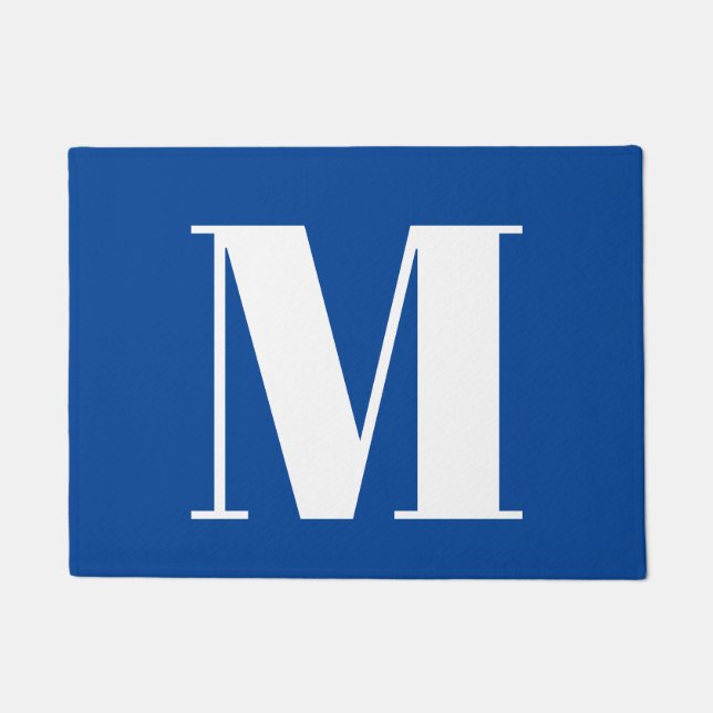 Paillasson LETTRE INITIALE Bleu Profond Monogramme Moderne De (Devant)