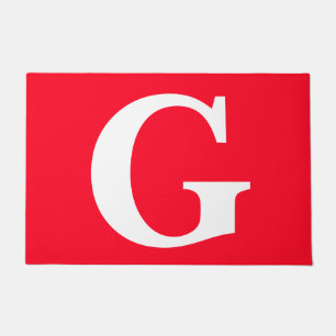 Paillasson Lettre initiale Monogramme Rouge Blanc Plaine Simp