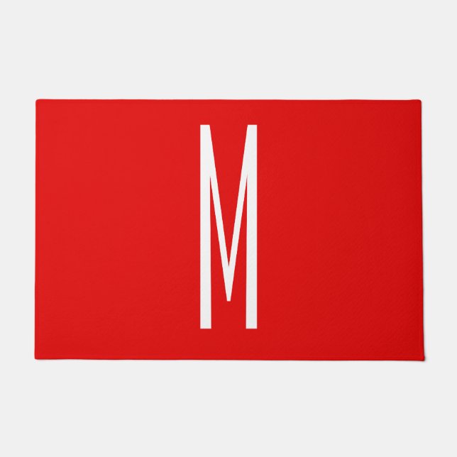Paillasson Lettre initiale Monogramme Style moderne Rouge Bla (Devant)