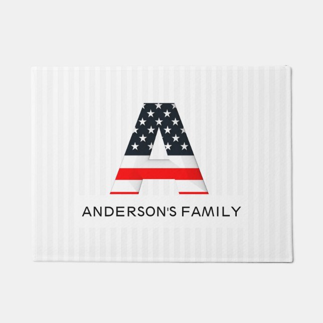 Paillasson Lettre Moderne Avec Drapeau Américain (Devant)