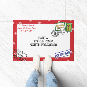 Paillasson Lettre Père Noël de la marque Snowflake rouge Noël