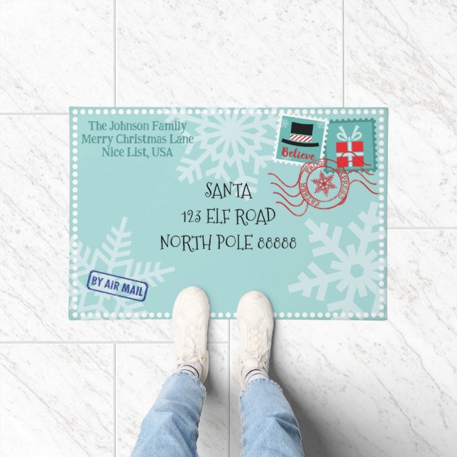 Paillasson Lettre Père Noël Snowflake personnalisée Noël (Intérieur)
