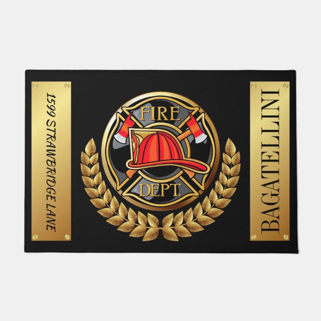 Paillasson LG. Fire Department Elegant Noir et Or (Devant)