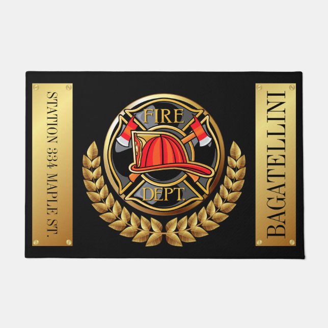 Paillasson LG. Fire Department Elegant Noir et Or (Devant)