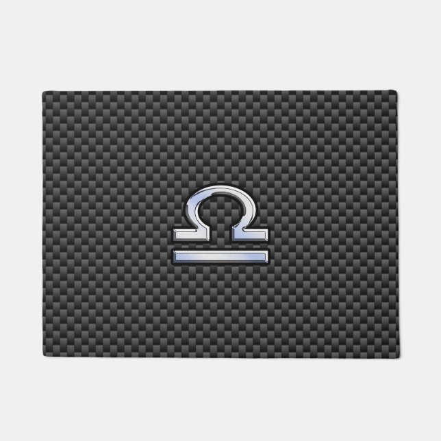 Paillasson Libra Zodiac Sign on Black Carbon Fibre Print (Devant)