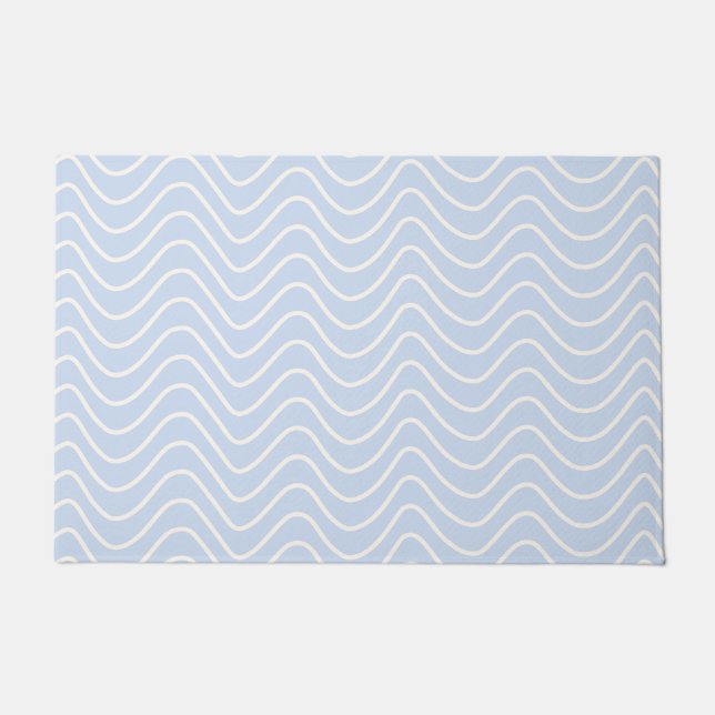 Paillasson Ligne minimale Chevron Motif Côte Bleu clair (Devant)