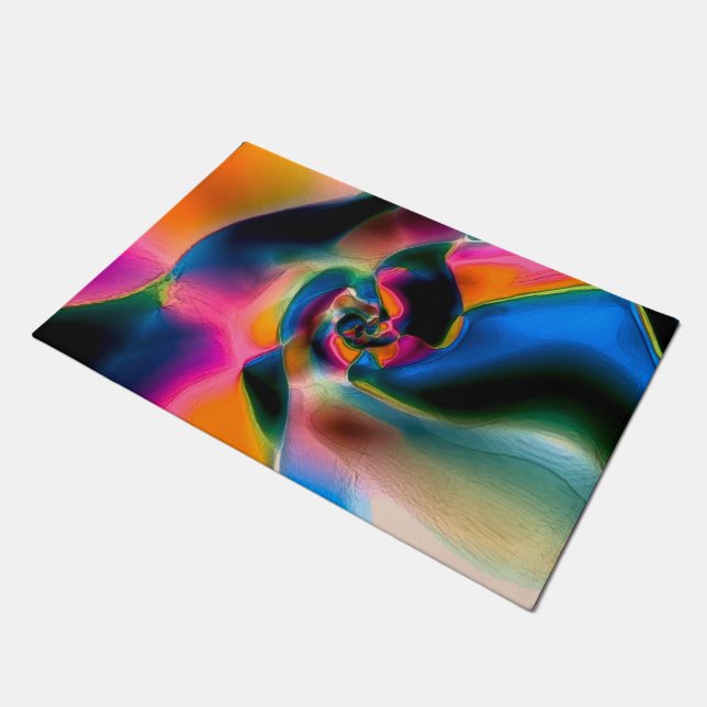Paillasson Lignes torsadées abstraites de couleur en sculptur (Incliné)