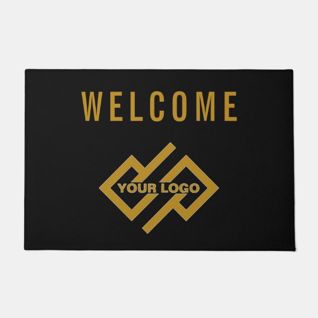 Paillasson Logo de votre entreprise Bienvenue Mat Black Gold (Devant)