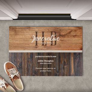 Paillasson Logo d'entreprise en bois rustique