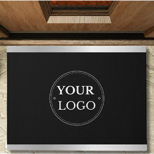Paillasson Logo d'entreprise Faux Silver Black Promo Branding