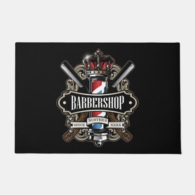 Paillasson Logo élégant Barbershop Personnalisez 24" x 36" (Devant)