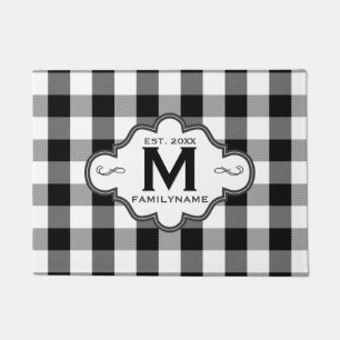 Paillasson Logo fait sur commande de famille B&W de plaid