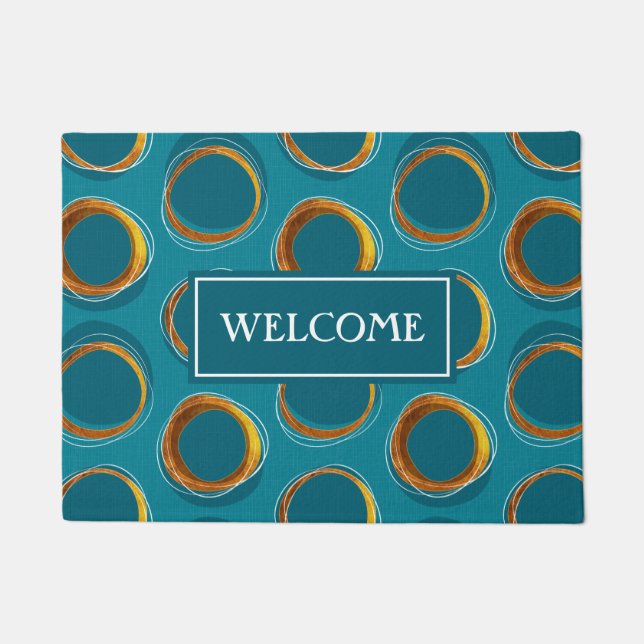 Paillasson Lot Éclipsez Mid-Century Modern - Blue and Gold (Devant)