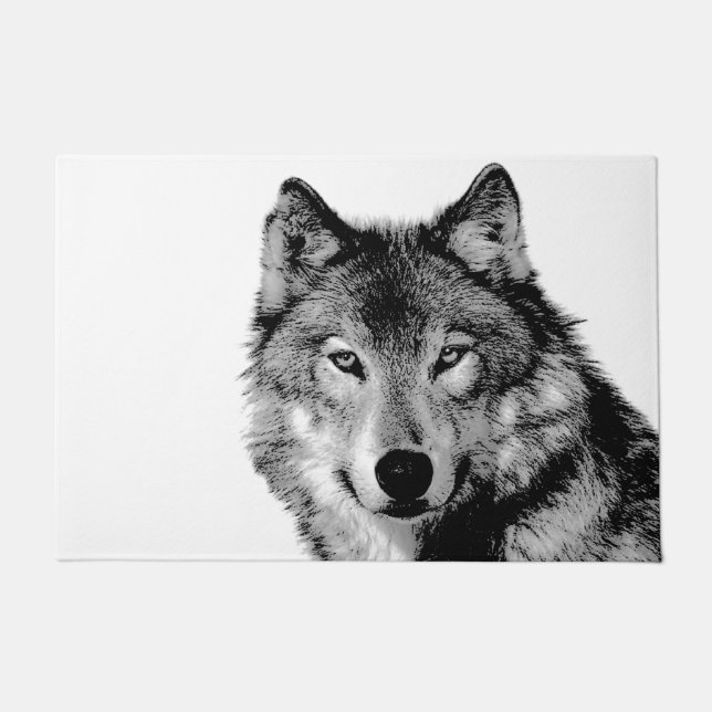 Paillasson Loup noir et blanc (Devant)