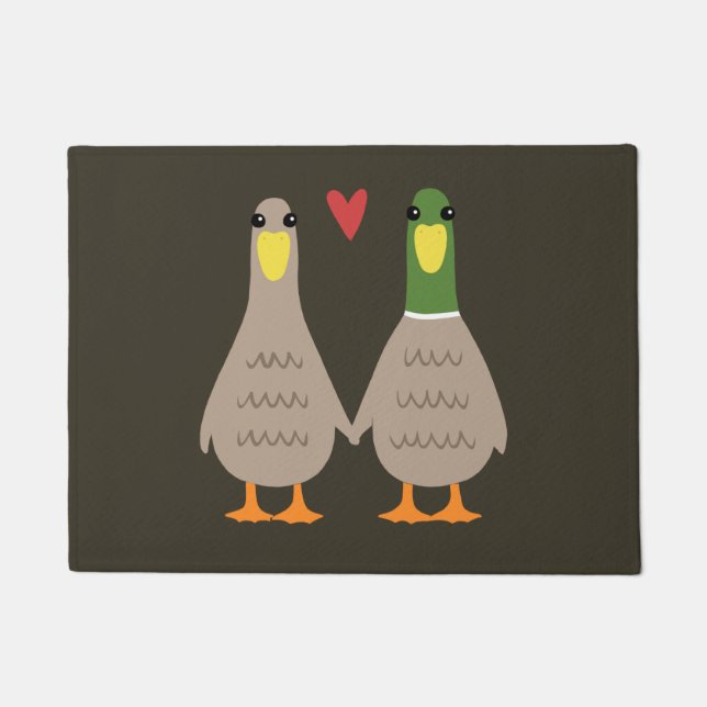 Paillasson Love Ducks | Cute Canards Couple Holding Mains (Devant)