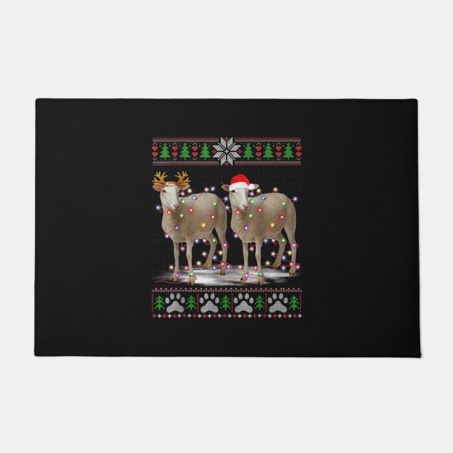Paillasson Lumières des arbres de Noël des moutons | Cadeau a (Devant)