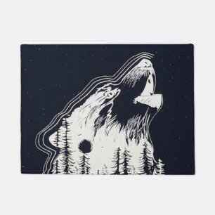Paillasson Lune Forêt de pins d'hiver Wolf