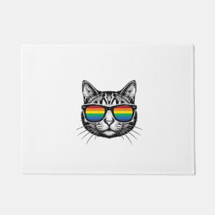 Paillasson Lunettes de soleil arc-en-ciel vintage Chat Fierté