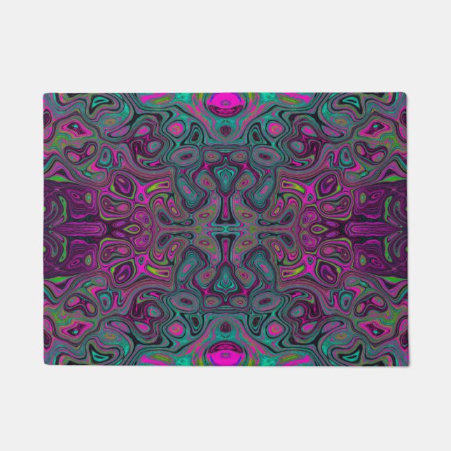 Paillasson Magenta Abstrait et Motif Super Turquoise (Devant)
