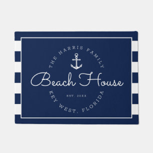 Paillasson Maison de la plage de Nautical Bienvenue Stripes d