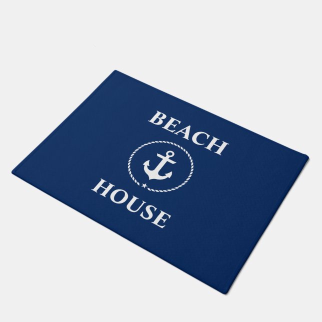 Paillasson Maison de plage Nautical Ancre Marine Bleu (Incliné)