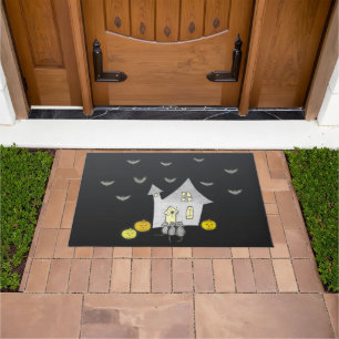 Paillasson Maison d'Halloween, Chats noirs, Chats, Chauves-so