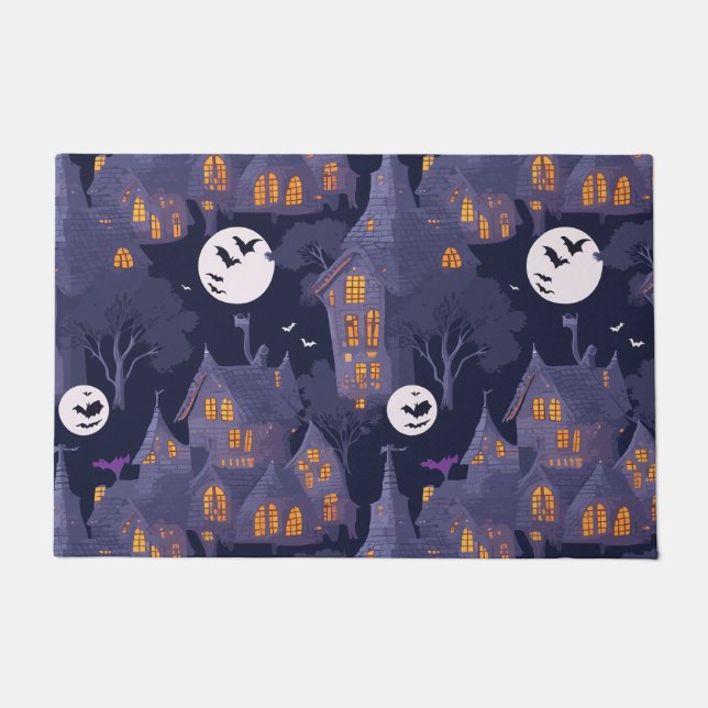 Paillasson Maison hantée Halloween Art personnalisé (Devant)