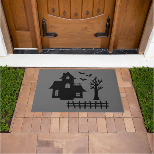 Paillasson Maison hantée simple silhouette et chauves-souris