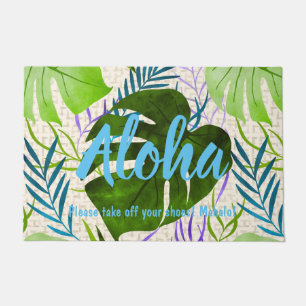 Paillasson Maleah Monstera Tropical Hawaiian Watercolor-Green