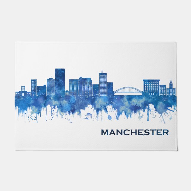 Paillasson Manchester New Hampshire Skyline Blue (Devant)