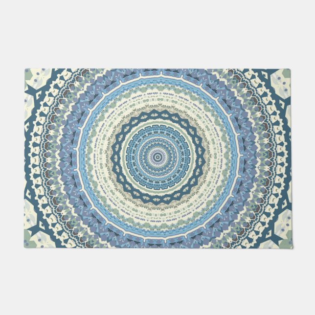 Paillasson Mandala de Lavande Bleue Lumière (Devant)