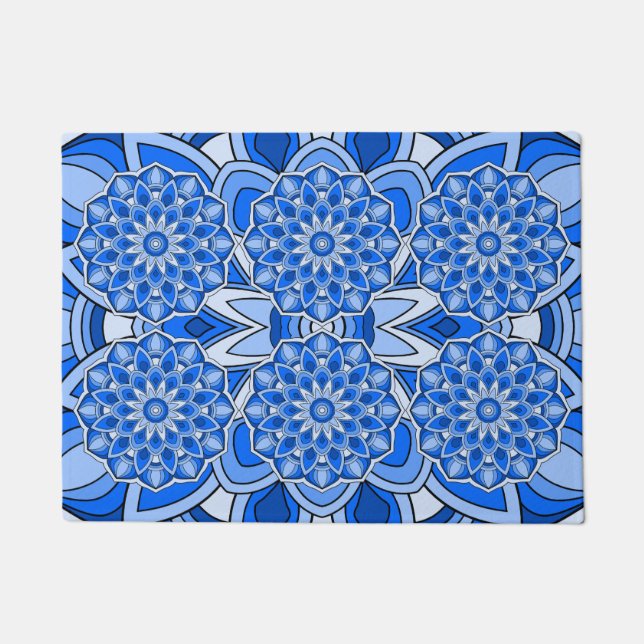 Paillasson Mandala en bleu (Devant)