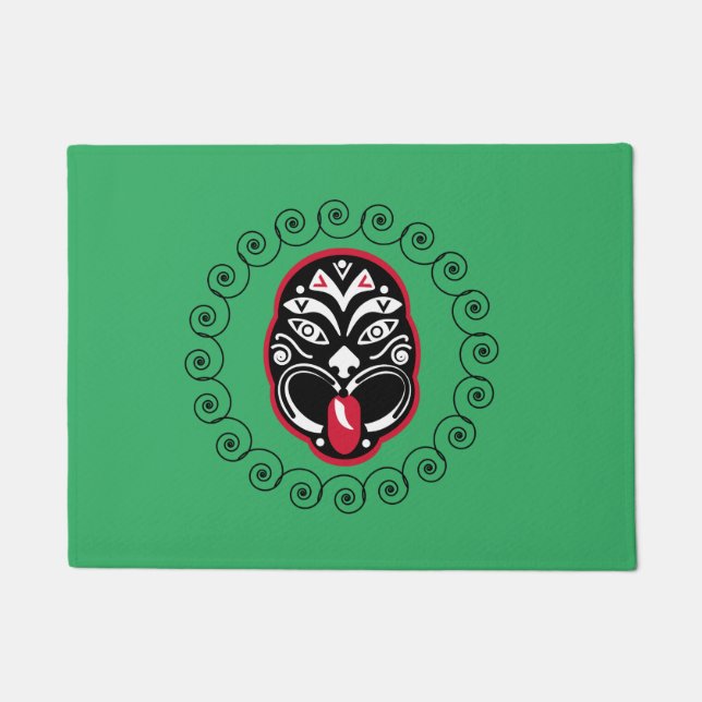 Paillasson Maori Haka | Nouvelle-Zélande | Art natif | Décor (Devant)