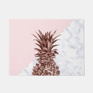 Paillasson Marbre blanc d'ananas rose élégant