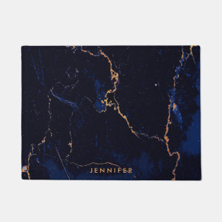 Paillasson Marbre d'or de bleu marine