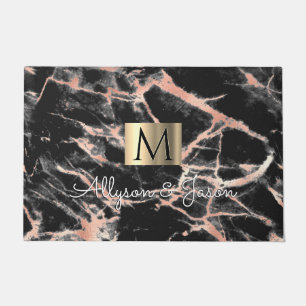 Paillasson Marbre d'or noir et Rose, Noms et Monogrammes, Vs