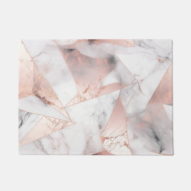 Paillasson Marbre Géométrique Rose Gold Tendance (Devant)