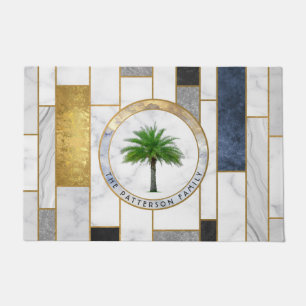 Paillasson Marbre Moderne Tropical Palm Nom de famille