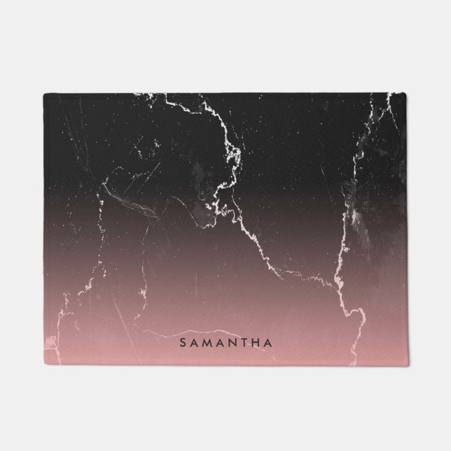 Paillasson Marbre rose et noir (Devant)