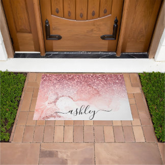 Paillasson Marbre rose Parties scintillant