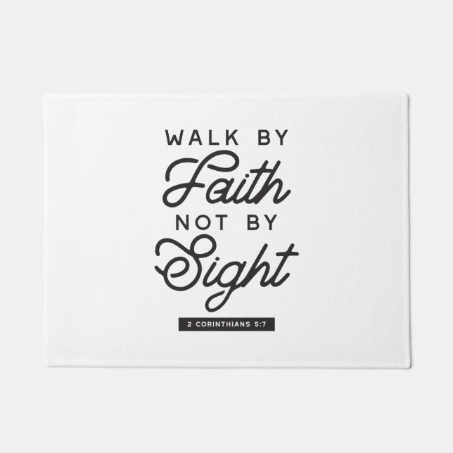 Paillasson "Marcher par la foi" Bible Verse Typographie Desig (Devant)