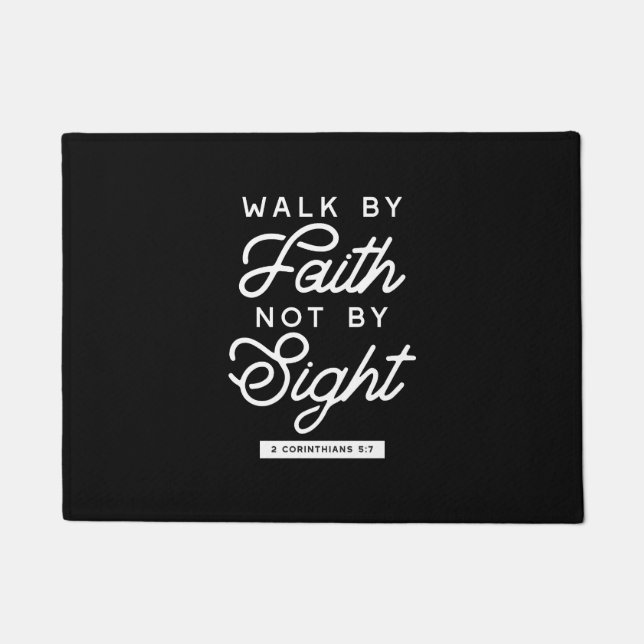 Paillasson "Marcher par la foi" Bible Verse Typographie Desig (Devant)