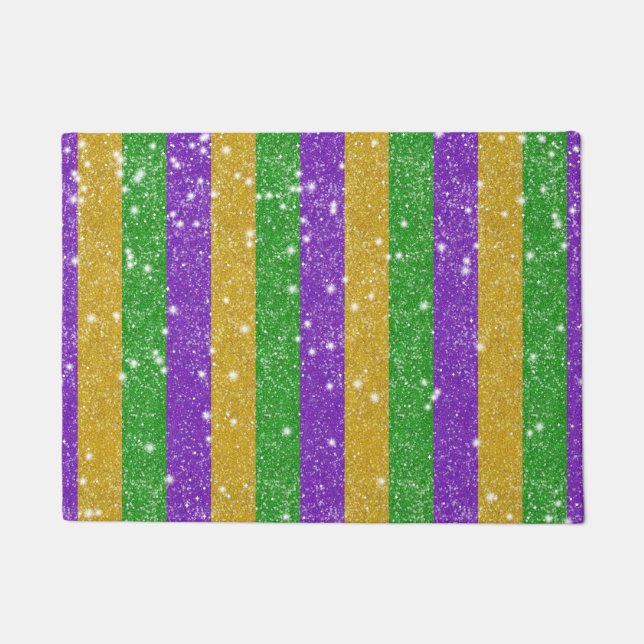 Paillasson Mardi Gras Couleurs Parties scintillant Stripe Bli (Devant)